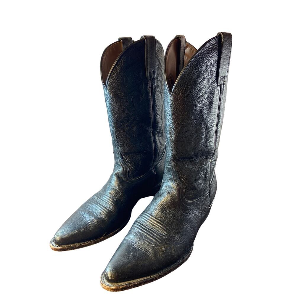 Dos De Oro‎  Cowboy Black Cowhide Leather Boots, men's